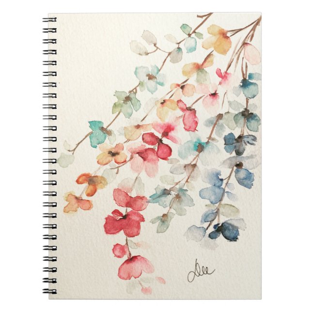 Caderno Espiral Notebook espiral em cascata floral (Frente)