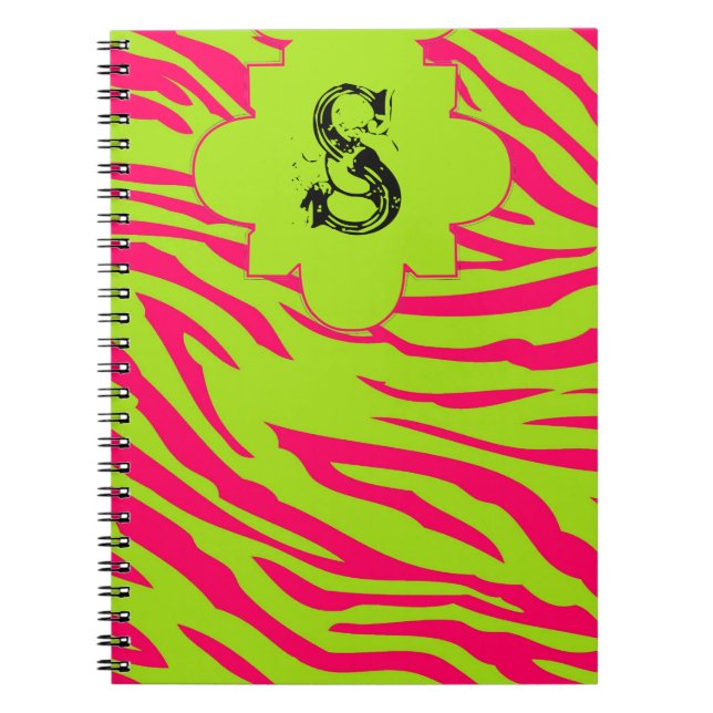 Caderno Espiral Notebook espiral espiralado com zebra Limão rosa-q (Frente)