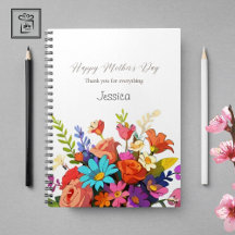 Notebook Espiral Floral Personalizado Elegante