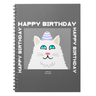 Caderno Espiral Notebook espiral Fluffy White Cat