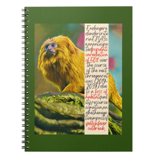 Caderno Espiral Notebook Espiral Lion ouro Tamarin (Frente)
