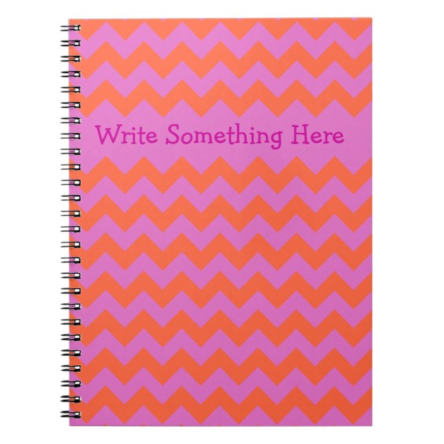 Caderno Espiral Notebook Espiral Magenta e Laranja Personalizado (Frente)