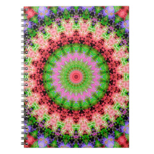 Caderno Espiral Notebook espiral Mandala padrão redondo kaleid