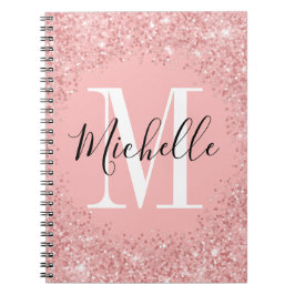 Caderno Espiral Notebook espiral Monograma com brilho