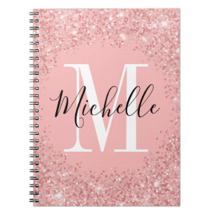Caderno Espiral Notebook espiral Monograma com brilho