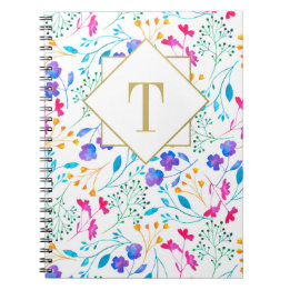 Caderno Espiral Notebook Espiral Monograma Floral
