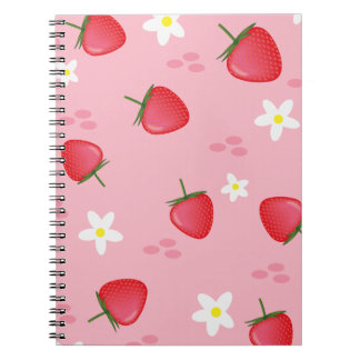 Caderno Espiral Notebook espiral, morango, rosa