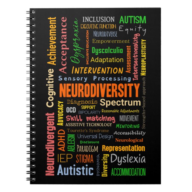 Caderno Espiral Notebook espiral Neurodiversity Autism ADHD (Frente)