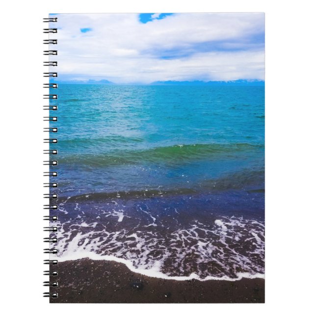 Caderno Espiral Notebook espiral no oceano costeiro azul (Frente)