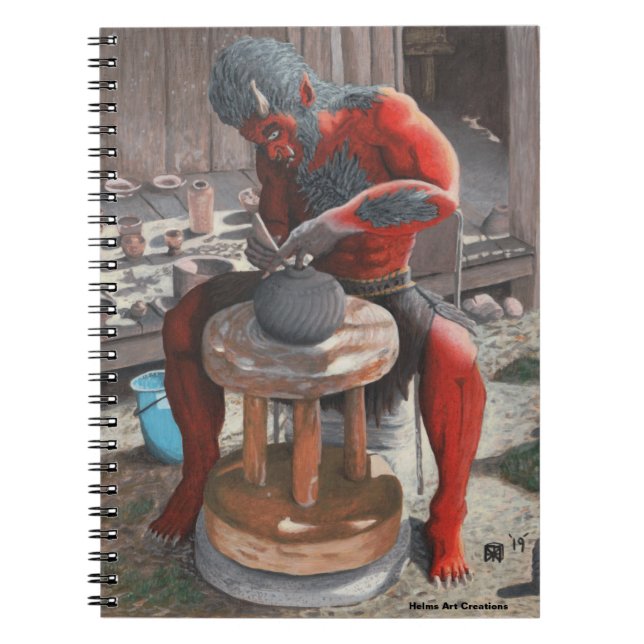 Caderno Espiral Notebook espiral Ogre Usando Pottery Wheel Fantasy (Frente)