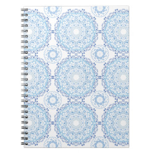Caderno Espiral Notebook espiral padrão de Mandala azul