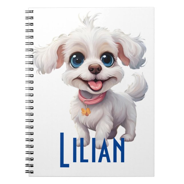 Caderno Espiral Notebook Espiral para Cachorros Personalizados: De (Frente)