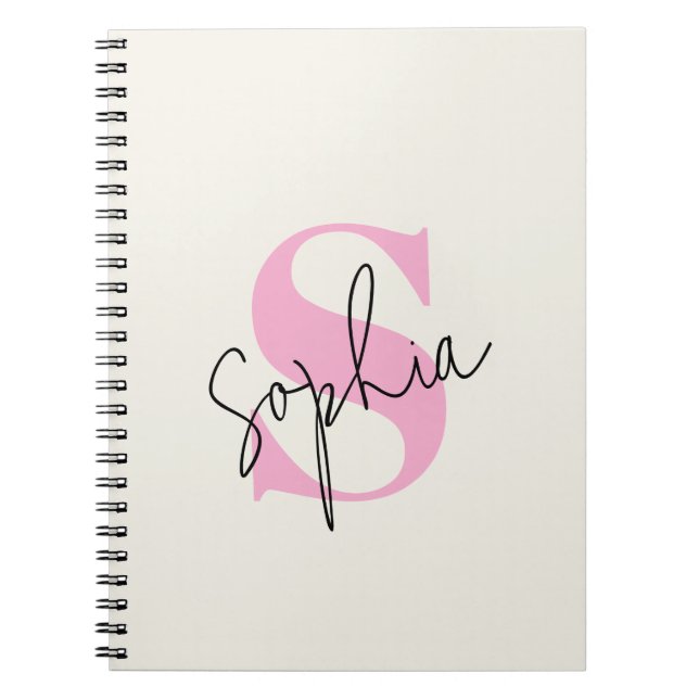 Caderno Espiral Notebook Espiral para Pastel Monograma Elegante (Frente)