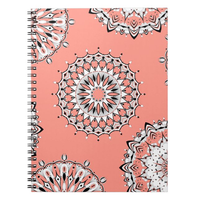 Caderno Espiral Notebook Espiral Peach Mandala 1 (Frente)