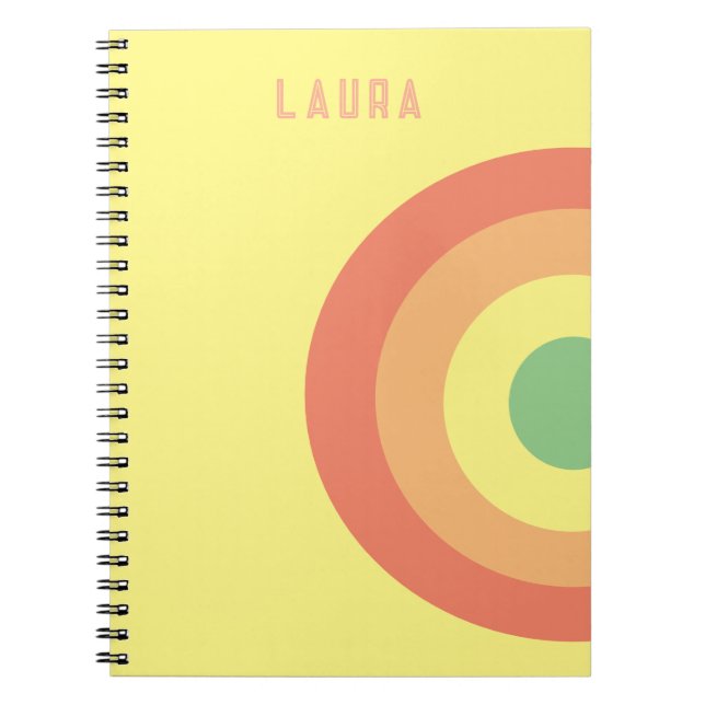 Caderno Espiral notebook espiral personalizado alvo arco-íris rosa (Frente)