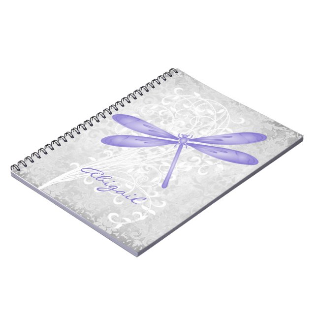 Caderno Espiral Notebook espiral personalizado com Dragonfly roxa (Left Side)