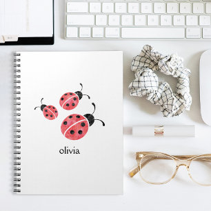 Caderno Espiral Notebook Espiral Personalizado Ladybug Watercolor