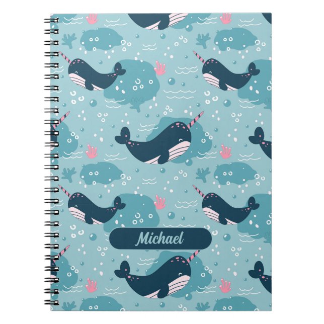 Caderno Espiral Notebook Espiral Personalizado Narwhale Playtime (Frente)