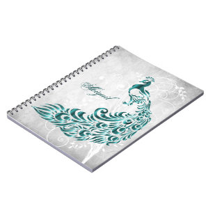 Caderno Espiral Notebook espiral personalizado teal Peacock