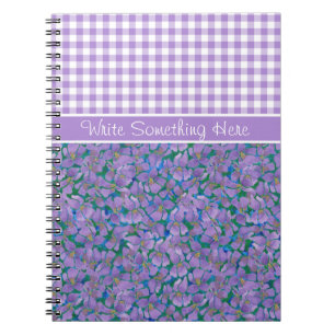 Caderno Espiral Notebook Espiral Personalizado, Violetas e Check G