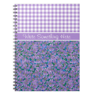 Caderno Espiral Notebook Espiral Personalizado, Violetas e Check G