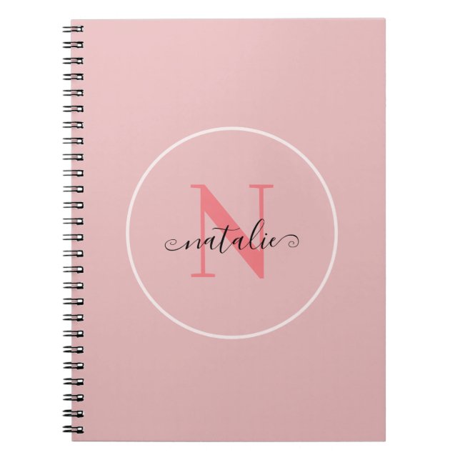 Caderno Espiral Notebook Espiral Rosa Mínimo Personalizado (Frente)