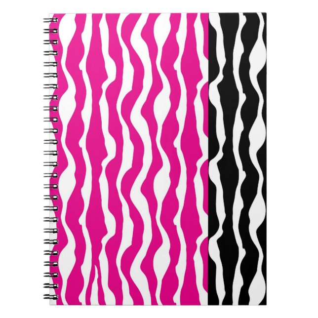 Caderno Espiral Notebook espiral, rosa quente e zebra negra (Frente)