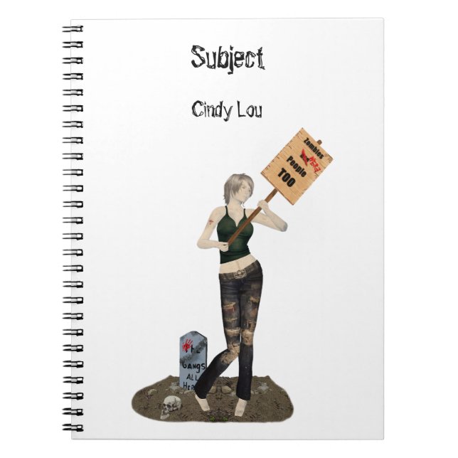 Caderno Espiral Notebook espiral Zombie Pin Up Girl Protest II (Frente)