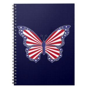 Caderno Espiral Notebook espiralado com borboleta azul-branca-Patr