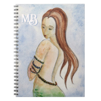 Caderno Espiral Notebook espiralado com sereia Monograma