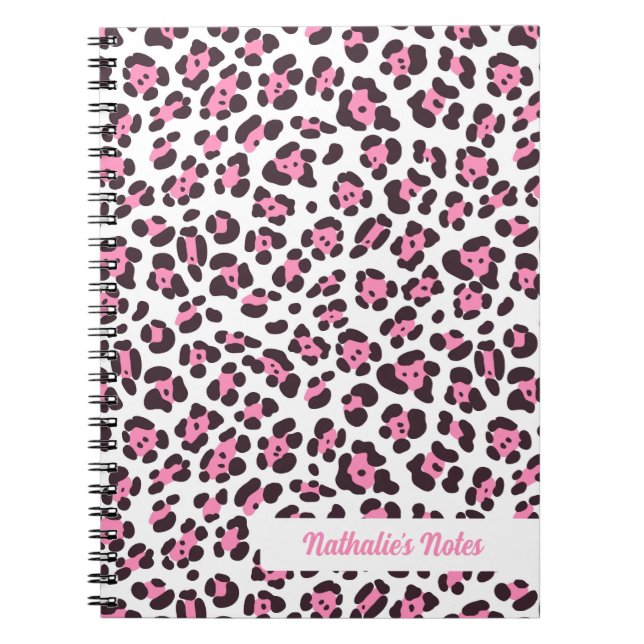 Caderno Espiral Notebook espiralado de Leopardo rosa-claro (Frente)