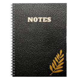Caderno Espiral notebook estilo couro preto