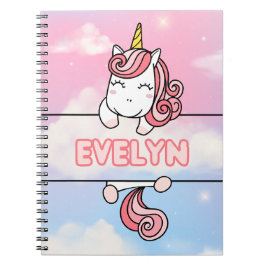 Caderno Espiral Notebook Evelyn Unicorn Girlie Personalizado