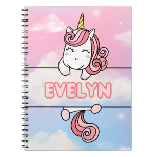 Caderno Espiral Notebook Evelyn Unicorn Girlie Personalizado