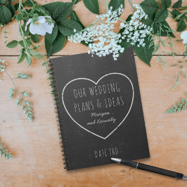 Caderno Espiral Notebook Faux Chalkboard e Planos de Casamento e I