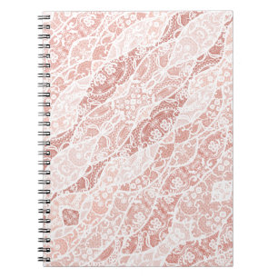 Caderno Espiral Notebook Faux White Lace Fishnet