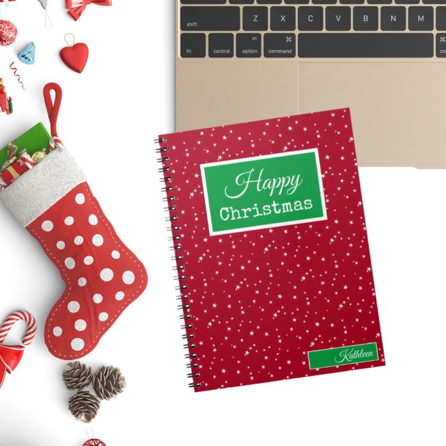 Caderno Espiral Notebook Feliz Natal Vermelho e Verde (Criador carregado)