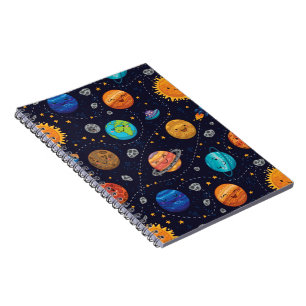 Caderno Espiral Notebook feliz para planetas