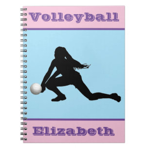 Caderno Espiral Notebook feminino de voleibol, azul, roxo