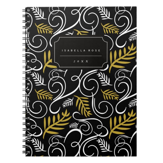 Caderno Espiral Notebook Festivo Deco Dourado Foliage Feriado (Frente)