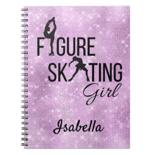 Caderno Espiral Notebook Figura patinando garota brilho roxo