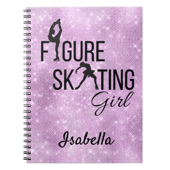 Caderno Espiral Notebook Figura patinando garota brilho roxo (Frente)