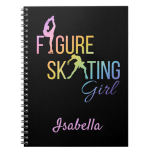 Caderno Espiral Notebook Figura patinando menina arco-íris rosa
