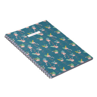 Caderno Espiral Notebook Flamingo Spiral com padrão tropical