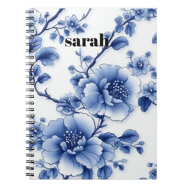 Caderno Espiral Notebook Flor Azul (Frente)