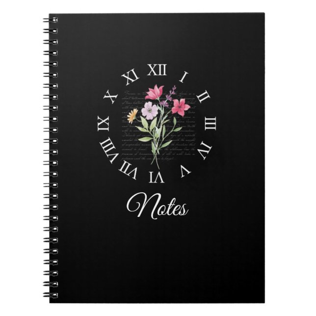 Caderno Espiral Notebook Floral & Black Book Time (Frente)
