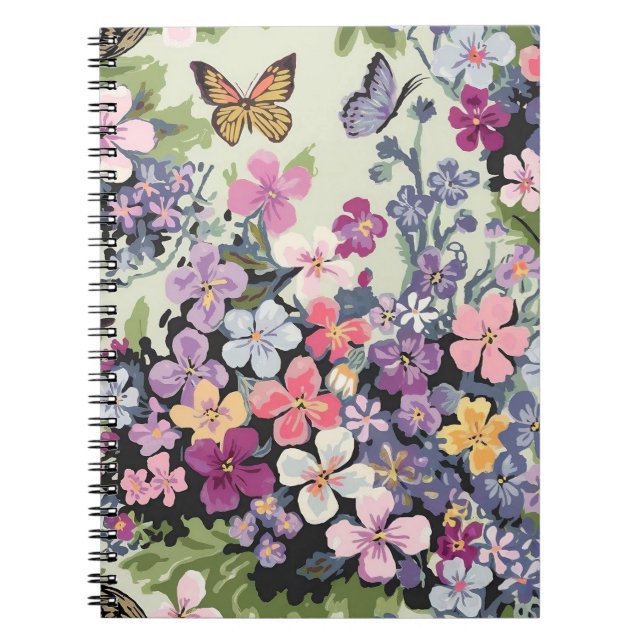 Caderno Espiral Notebook Floral Butterfly Spiral (Frente)