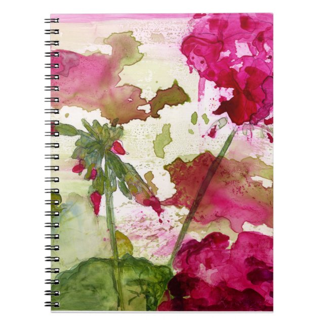 Caderno Espiral notebook floral com aquarela (Frente)