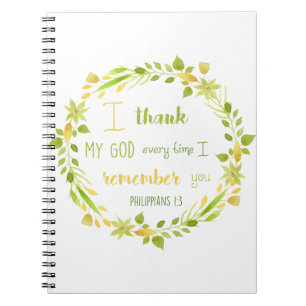 Caderno Espiral notebook floral com cor aquática cristã bíblia ver