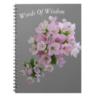 Caderno Espiral Notebook floral cor-de-rosa fino